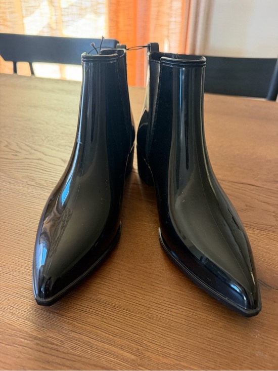 Jeffrey Campbell Shoes - Jeffrey Campbell Women's Black Patent Pointed Chelsea Rain Boots